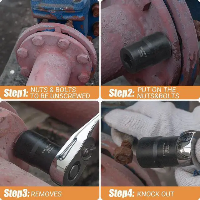 Alt view image 2 of 6 - Bolt Nut Extractor Set, 13 PCS Easy Out Bolt Extractor Set, 1/2-Inch Drive Lug Nut Remover Socket Tool for Damaged, Frozen, Studs, Rusted, Rounded-Off Bolts & Nuts Screws