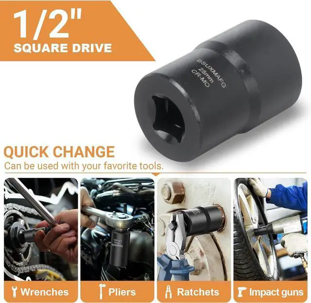 Alt view image 6 of 6 - Bolt Nut Extractor Set, 13 PCS Easy Out Bolt Extractor Set, 1/2-Inch Drive Lug Nut Remover Socket Tool for Damaged, Frozen, Studs, Rusted, Rounded-Off Bolts & Nuts Screws