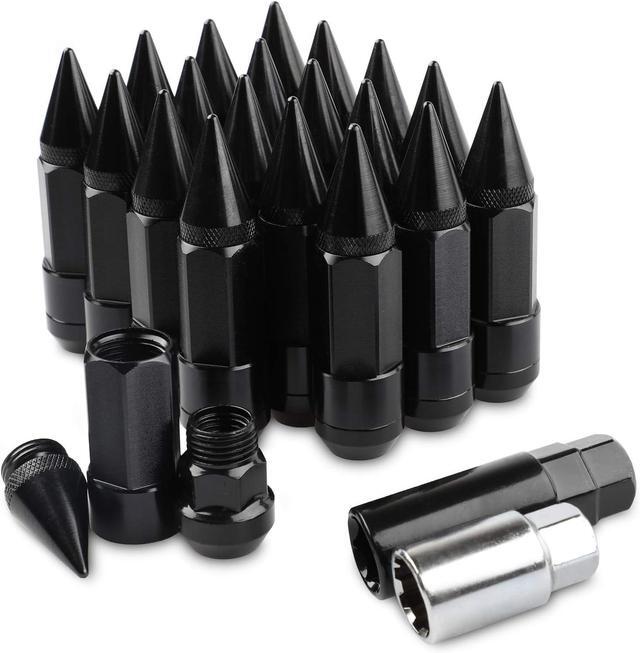 Main image of 20Pcs Anti Theft Spikes Extended Tuner Wheel/Rims Lug Nut M12X1.5+Socket (Black)