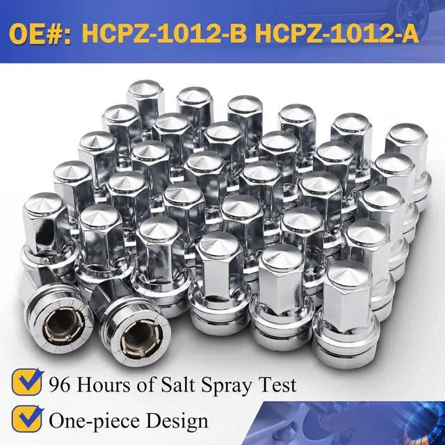 Alt view image 6 of 6 - 32PCS M14*1.5 Lug Nuts - 13/16" 21mm Hex 48mm Length Chrome OEM Factory Style Wheel Nuts with Attached Washers for 2017-2023 F250 F350 Super Duty HCPZ-1012-A HCPZ-1012-B