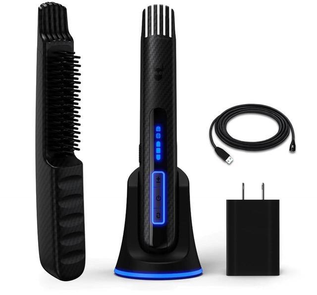 Main image of The Beard Struggle Carbon X - Heated Beard Brush + Beard Straightener for Men - Cordless Beard Brush & Straightening Comb - Rechargeable, 3 Heat Settings, Micro-Fibre Protective Sleeve Included