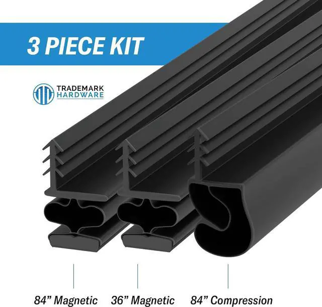 Alt view image 2 of 7 - Weather Stripping Door Seal for Metal Doors - Kerf Door Seal Kit, 36" x 84" - Black Weather Stripping for Doors.