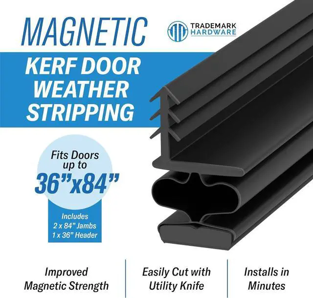 Alt view image 7 of 7 - Weather Stripping Door Seal for Metal Doors - Kerf Door Seal Kit, 36" x 84" - Black Weather Stripping for Doors.