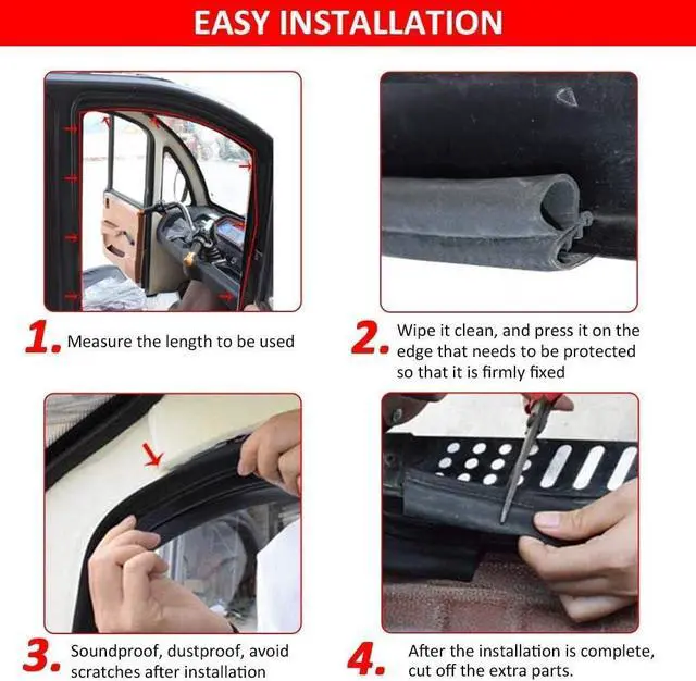 Alt view image 5 of 7 - Car Weather Stripping, 50Ft Automotive Door Seal Strip with Side Bulb Rubber Seal for Cars, Boats, Trucks, RVs
