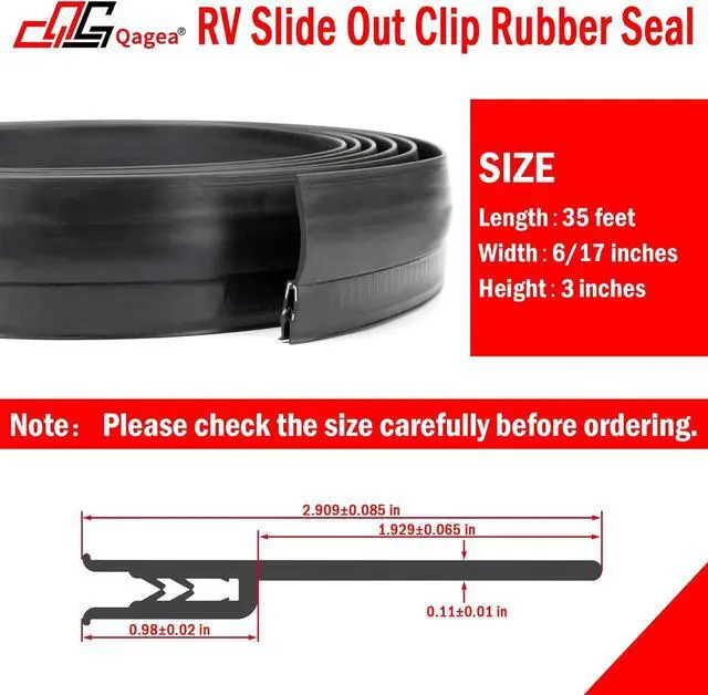 Alt view image 2 of 6 - 018-546 RV Slide Out Clip Rubber Seal Weather Stripping with 2 Wiper is Suitable for RV Camper Door Window Channel (35 Ft)
