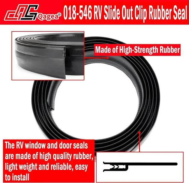 Alt view image 3 of 6 - 018-546 RV Slide Out Clip Rubber Seal Weather Stripping with 2 Wiper is Suitable for RV Camper Door Window Channel (35 Ft)