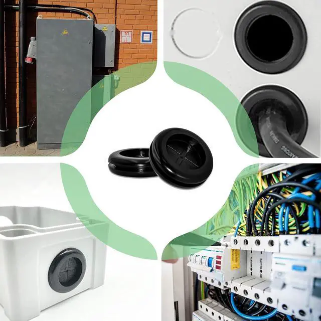 Alt view image 6 of 7 - 20 PCS Durable Synthetic Rubber Plug Rubber Cable Grommet Wire Protection, Black, Round, Double-Sided, 110 mm 4-11/32" Hole Plug, 100 mm 4" ID