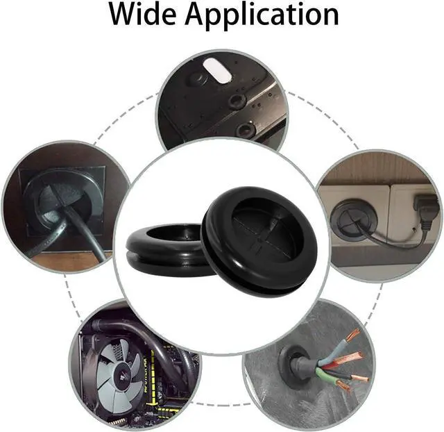 Alt view image 7 of 7 - 20 PCS Durable Synthetic Rubber Plug Rubber Cable Grommet Wire Protection, Black, Round, Double-Sided, 110 mm 4-11/32" Hole Plug, 100 mm 4" ID