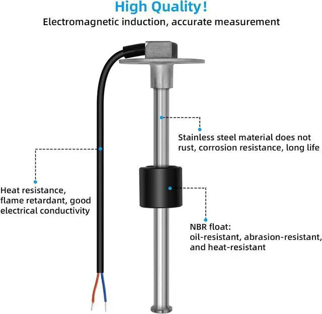 Alt view image 4 of 6 - Fuel Sender Unit Boat Fuel Tank Sending Unit Fuel Water Level Sensor Stainless Steel Fuel Sender and Fuel Gauge for Boat Car Truck RV (17"(432mm))