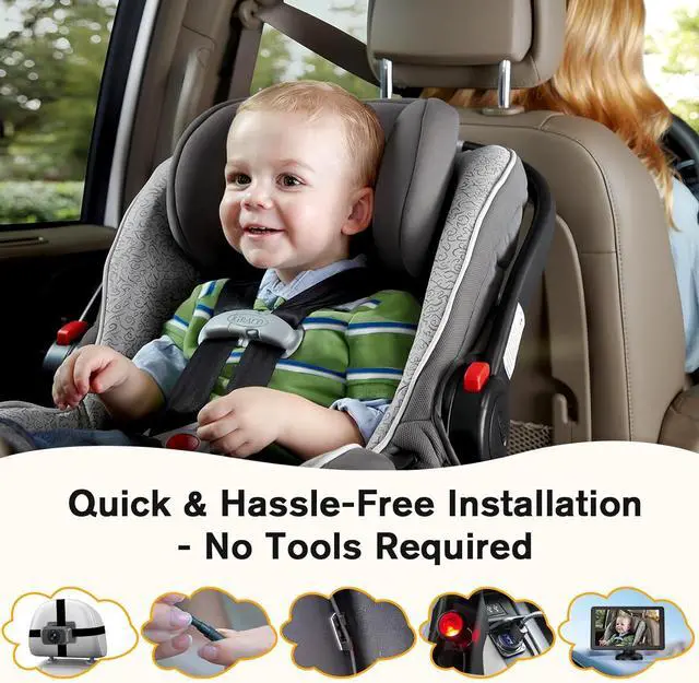 Alt view image 3 of 7 - Baby Car Camera for 2 Kids - 7-Inch Split-Screen Monitor, Dual HD 1080P Cameras, Night Vision, 360° Rotatable, Easy Install Backseat Camera for Safety & Convenience - Perfect for Twins or Siblings