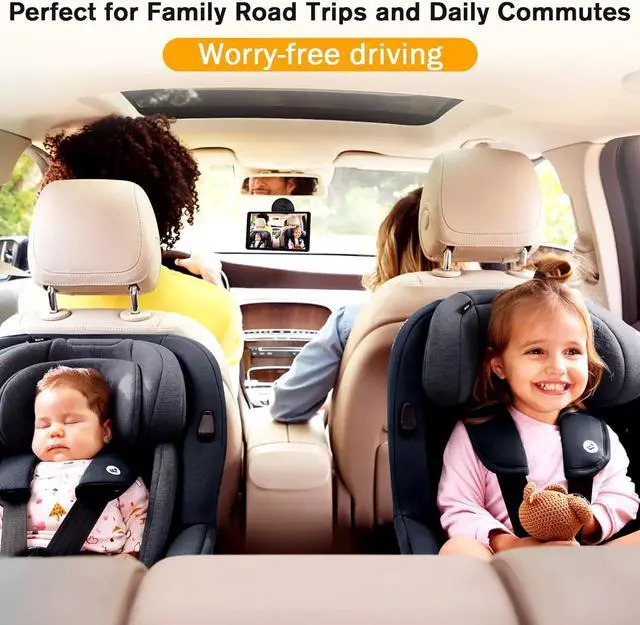 Alt view image 6 of 7 - Baby Car Camera for 2 Kids - 7-Inch Split-Screen Monitor, Dual HD 1080P Cameras, Night Vision, 360° Rotatable, Easy Install Backseat Camera for Safety & Convenience - Perfect for Twins or Siblings