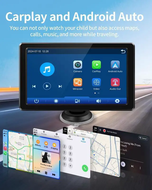 Alt view image 5 of 7 - HD Touchscreen Baby Car Camera - Car Baby Monitor with  CarPlay, 1080p Ultra Night Vision, Invisible Infrared Lights, 150° Wide Angle, Easy Installation, Fits Most Cars