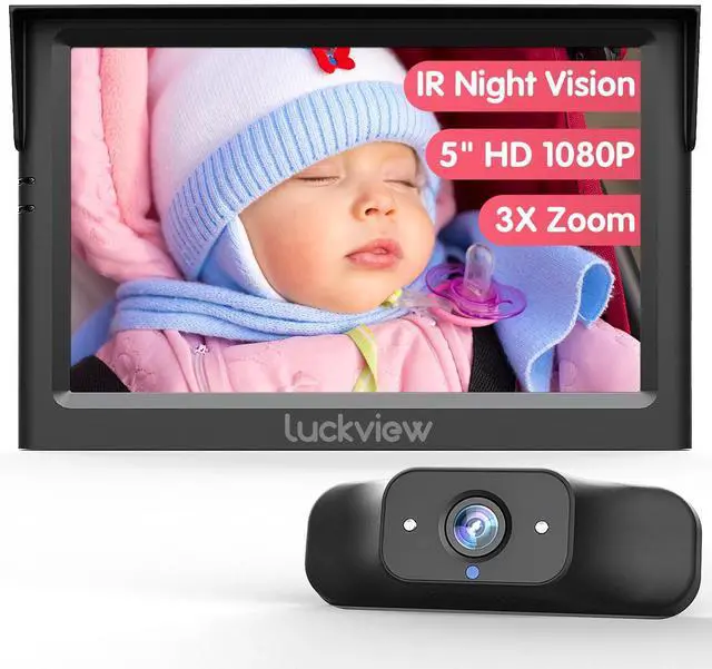 Main image of BM1 Baby Car Camera, 5'' 1080P Mirror Monitor with IR Night Vision, 3X Zoom in Closer, Full Crystal Clear View for Back Seat Rear Facing, 5 Mins Easy Installation Wired