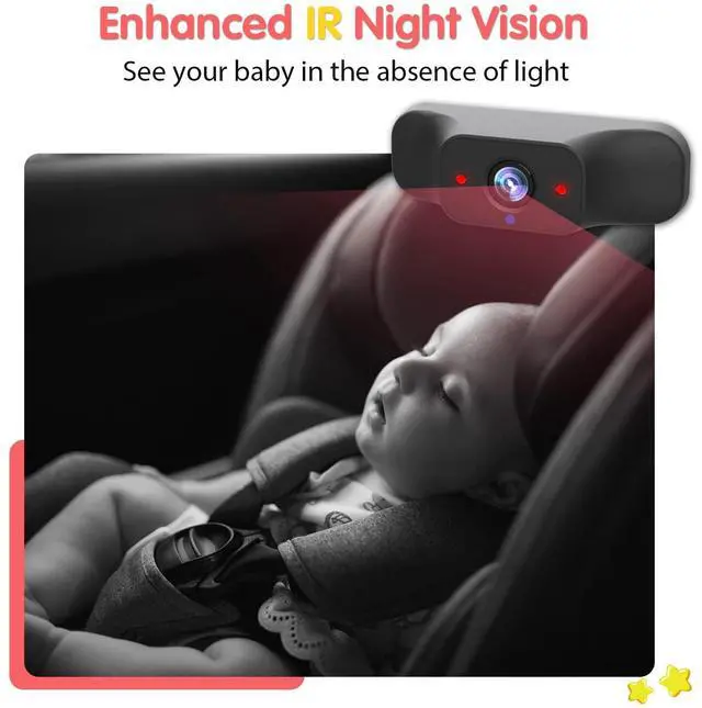 Alt view image 6 of 6 - BM1 Baby Car Camera, 5'' 1080P Mirror Monitor with IR Night Vision, 3X Zoom in Closer, Full Crystal Clear View for Back Seat Rear Facing, 5 Mins Easy Installation Wired