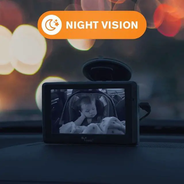 Alt view image 4 of 5 - Car Portable Baby Monitor with Night Vision Cam, Wireless Transmission, Universally Compatible, 4.3 Digital Display, Mounts onto Headrest and/or Windshield