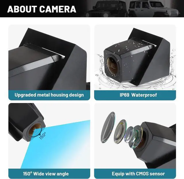 Alt view image 2 of 7 - EWAY Classic 3.0 Adjustable Spare Tire Backup Camera for Jeep Wrangler JK JKU Rubicon Sahara Sport Unlimited 2007-2018, Heavy-Duty Metal Housing Rear View Reverse Parking Off-Road Wheel Mount Camera