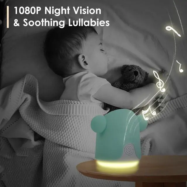 Alt view image 4 of 7 - Baby Monitor with Camera and Audio, Split-Screen 1080P 2 Baby Cameras Lullabies WiFi Smartphone App Control Night Vision 4.3 Screen 2-Way Talk Temp&Humidity Sensor Motion & Cry Detection iOS/Android