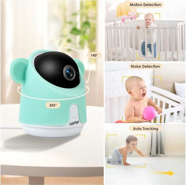 Alt view image 5 of 7 - Baby Monitor with Camera and Audio, Split-Screen 1080P 2 Baby Cameras Lullabies WiFi Smartphone App Control Night Vision 4.3 Screen 2-Way Talk Temp&Humidity Sensor Motion & Cry Detection iOS/Android
