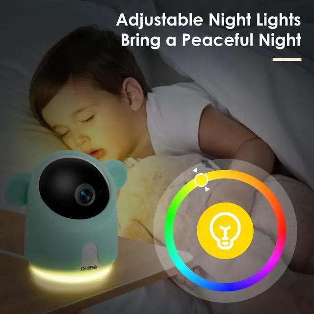 Alt view image 7 of 7 - Baby Monitor with Camera and Audio, Split-Screen 1080P 2 Baby Cameras Lullabies WiFi Smartphone App Control Night Vision 4.3 Screen 2-Way Talk Temp&Humidity Sensor Motion & Cry Detection iOS/Android