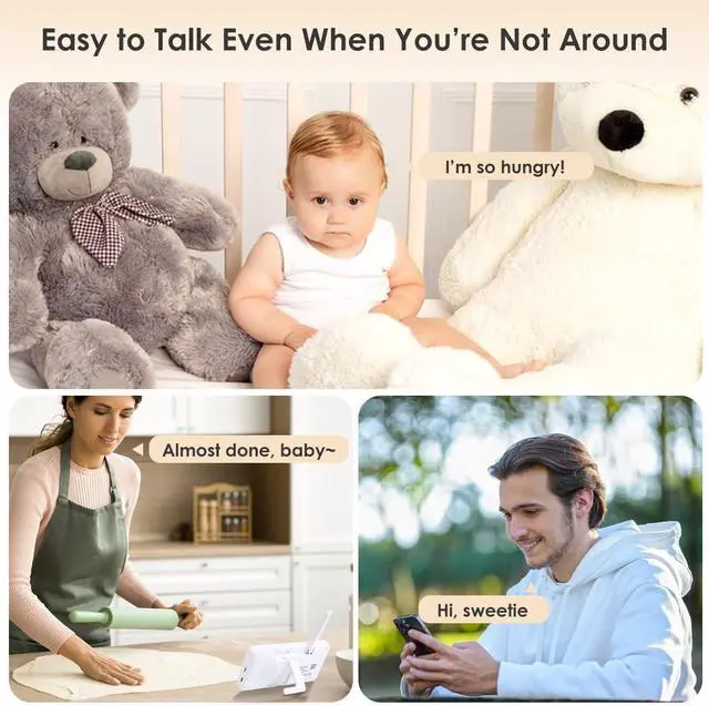 Alt view image 6 of 7 - Baby Monitor with Camera and Audio, Split-Screen 1080P 2 Baby Cameras Lullabies WiFi Smartphone App Control Night Vision 4.3 Screen 2-Way Talk Temp&Humidity Sensor Motion & Cry Detection iOS/Android