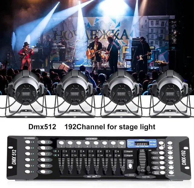 Alt view image 2 of 7 - Controller for dj Lights dmx512 Controller 192 Channel DMX 512 Controller DMX Board, DMX Light Controller with DMX Cables 2m/6.6 ft DMX Controller 512