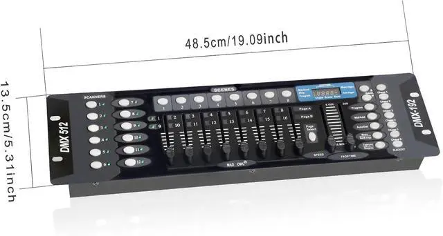 Alt view image 4 of 7 - Controller for dj Lights dmx512 Controller 192 Channel DMX 512 Controller DMX Board, DMX Light Controller with DMX Cables 2m/6.6 ft DMX Controller 512