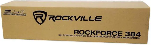 Alt view image 7 of 7 - ROCKFORCE 384 Channel DMX Lighting Controller, MIDI Control, 30 Scene Banks, 6 Chases, LED Display, for DJs and Stage Lighting