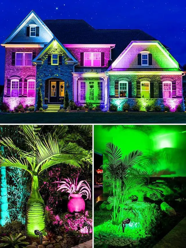 Alt view image 6 of 6 - 12W RGB Low Voltage Landscape Lighting Remote Control Color Changing Landscape Lights, Waterproof LED Outdoor Spotlight for Garden Pathway House Christmas Decor, 14 Pack with Connector
