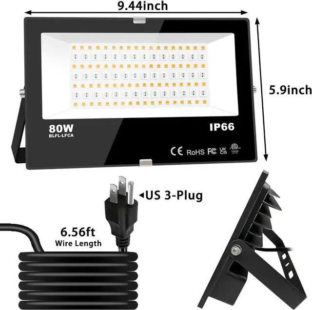 Alt view image 7 of 7 - LED Flood Light Outdoor 800W Equivalent 8000LM Smart RGB Landscape Lighting with APP Control, DIY Scenes - Timing - Warm White 2700K - Color Changing Uplight, IP66 Waterproof US Plug MELPO(4Pack)