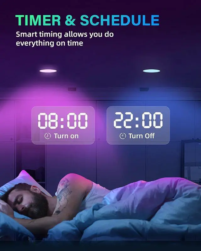 Alt view image 4 of 7 - 12 Pack 5/6 Inch LED Can Lights Retrofit RGB Recessed Lighting, 12W 1200LM Smart LED Recessed Lights, 2700K-6000K Color Changing Compatible with Alexa/Google Assistant/Siri, Hub INCL