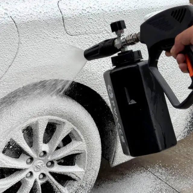 Alt view image 2 of 7 - Pressure Washer Gun with Foam Cannon, Short Pressure Washer Gun with Swivel, Foam Cannon for Car Wash Foam Gun Kit with 1/4" Quick Connector, 5 Pressure Washer Nozzle Tips, 1.5 Liter, 5000 PSI