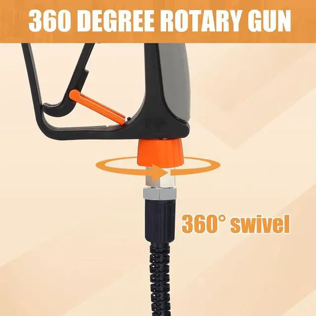 Alt view image 5 of 7 - Pressure Washer Gun with Foam Cannon, Short Pressure Washer Gun with Swivel, Foam Cannon for Car Wash Foam Gun Kit with 1/4" Quick Connector, 5 Pressure Washer Nozzle Tips, 1.5 Liter, 5000 PSI