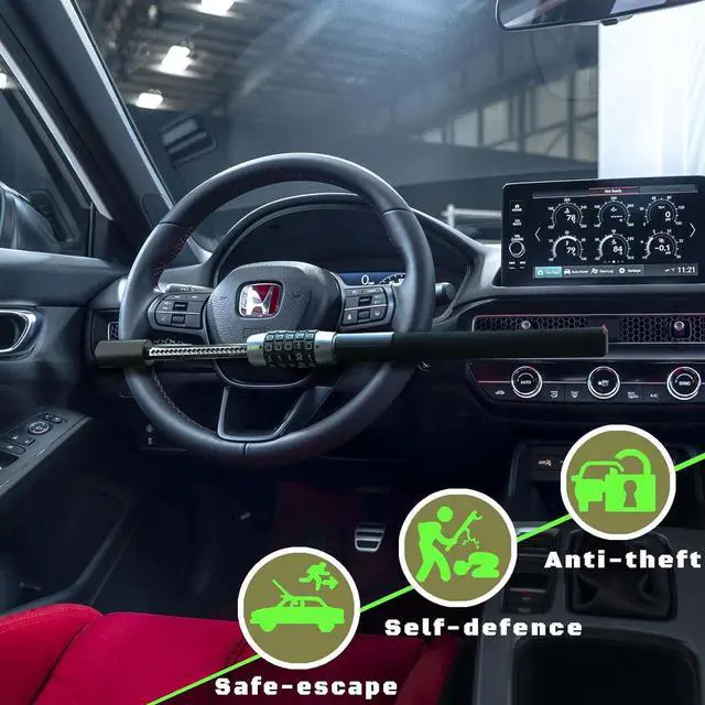 Alt view image 2 of 7 - Steering Wheel Lock,Anti-Theft Car Device,Keyless Password Retractable Steering Lock Theft Prevention Bar for Car Trucks SUV Van(Black)