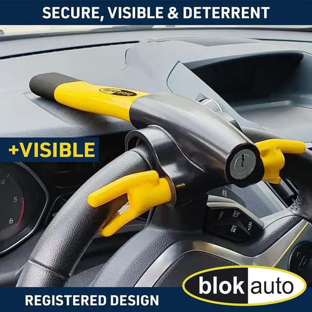 Alt view image 2 of 7 - 9595 Car Steering Wheel Lock Anti-Theft Device, Visible and Deterrent, Spoke Placement, Push Locking, Universal Steering Wheel Lock for Car. SUV, Van, Pickup Truck, High Security Car Lock