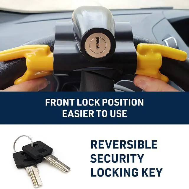 Alt view image 4 of 7 - 9595 Car Steering Wheel Lock Anti-Theft Device, Visible and Deterrent, Spoke Placement, Push Locking, Universal Steering Wheel Lock for Car. SUV, Van, Pickup Truck, High Security Car Lock