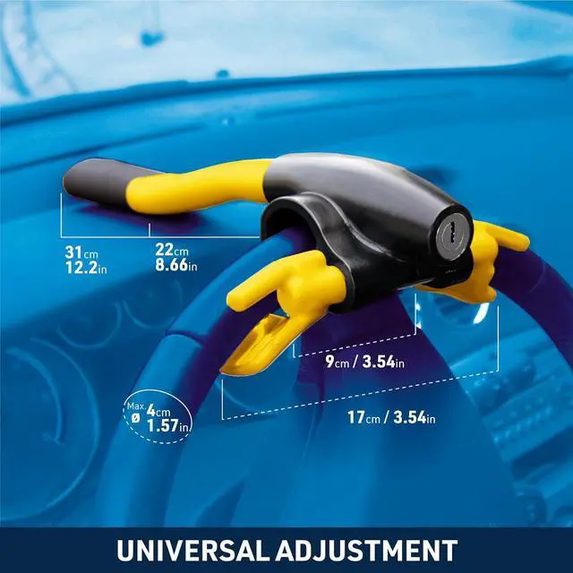Alt view image 7 of 7 - 9595 Car Steering Wheel Lock Anti-Theft Device, Visible and Deterrent, Spoke Placement, Push Locking, Universal Steering Wheel Lock for Car. SUV, Van, Pickup Truck, High Security Car Lock