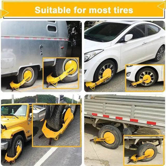Alt view image 2 of 6 - Wheel Lock, Anti Theft not only for Wheels but Also for Rims, Adjustable, Universal, 3 Keys, 1 Crank, Yellow
