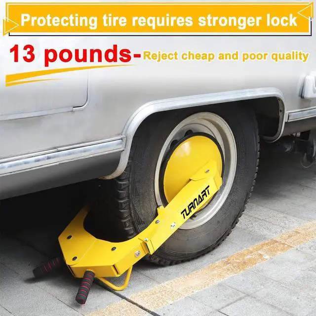 Alt view image 4 of 6 - Wheel Lock, Anti Theft not only for Wheels but Also for Rims, Adjustable, Universal, 3 Keys, 1 Crank, Yellow