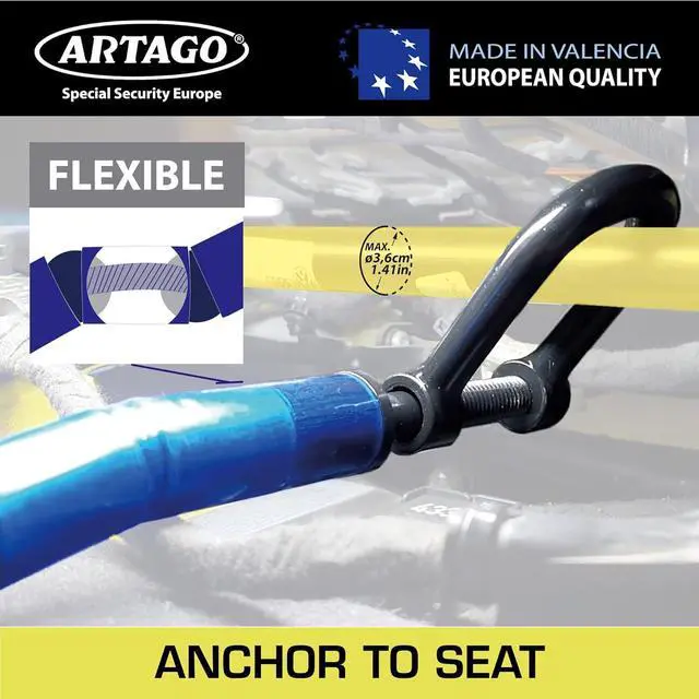 Alt view image 4 of 6 - 582/B High-End Steering Wheel Car Seat Flexible Lock, More Practical Articulated Armored Steel Cable, Adjustable Universal Clutch Anti Theft Bar Lock Device for Vehicle Car Truck Van, Camper