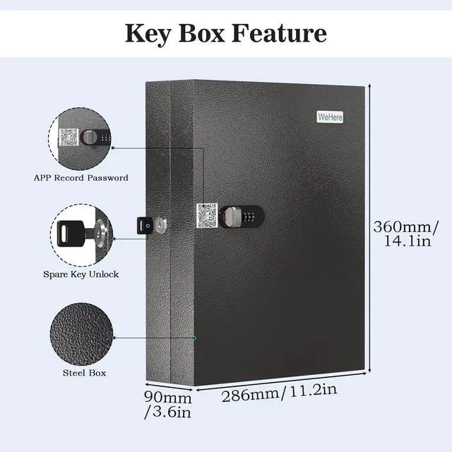 Alt view image 2 of 6 - Key Cabinet(32-Keys Plus), Key Lock Box Wall Mount with Combination Lock, 32 Key Tags, and Mini ERP Key Management, Key Organize LockBox for Car dealership, School, Hotel, Office