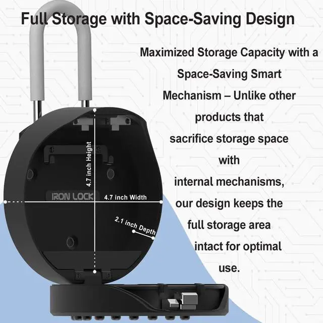 Alt view image 3 of 7 - Portable Smart Key Lock Box - Bluetooth & Mechanical Keyless Entry, App Control, Auto Lock, 2 Interchangeable Shackles (Cable & U-Shackle), Secure Code, IP65 Waterproof, On-The-Go Security