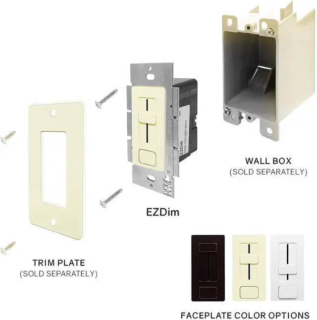 Alt view image 3 of 7 - LED Driver and Dimmer Switch Single Integrated Unit, EZDim 120V AC  12 V DC 60Watt Wall Dimmer Switch with Most Solid Color 12V DC Tape Lights