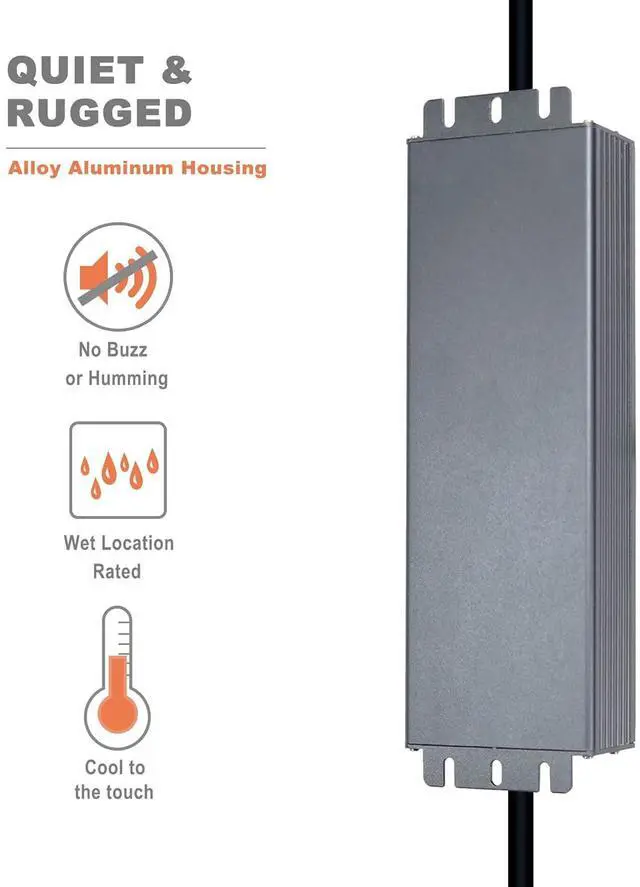 Alt view image 4 of 7 - 200W IP67 Waterproof LED Power Supply, Universal Input AC100-130VAC with Plug, 24V DC 8.33A Max. Constant Voltage Output LED Transformer Driver for Outdoor LED Lights