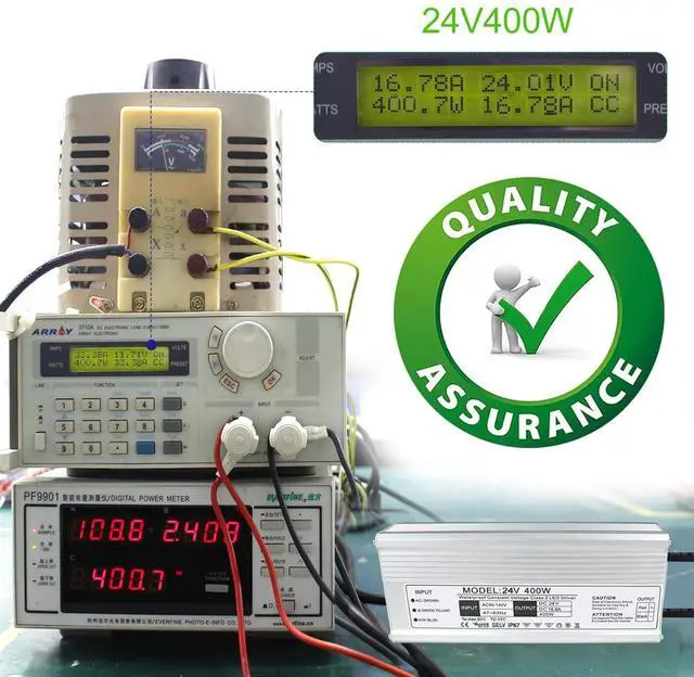 Alt view image 6 of 7 - LED Driver 400 Watts Waterproof IP67 Power Supply Transformer, 90-140V AC to 24V DC Low Voltage Output, Adapter with 3-Prong Plug 3.3 Feet Cable for Outdoor Use, Computer Project