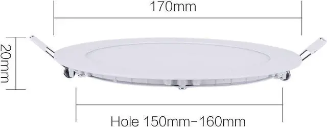 Alt view image 4 of 7 - 12W 6-inch Ultra-Thin Round LED Recessed Ceiling Panel Down Light with Driver, 1,000 Lumens, 80W Incandescent Equivalent, Home, Office, Commercial Lighting - Pack of 10, 6000K Cool White by DT