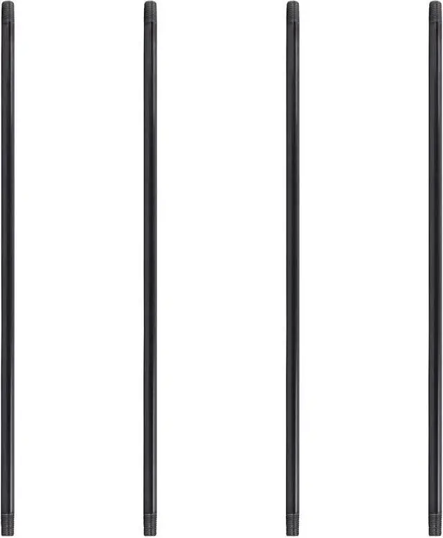 Main image of Black Steel Plumbing Pipe, 4-Pack, Pre Cut Connector, Industrial Steel Grey Fits Standard One Inch Threaded Black Malleable Iron Fittings, Build Vintage DIY Furniture