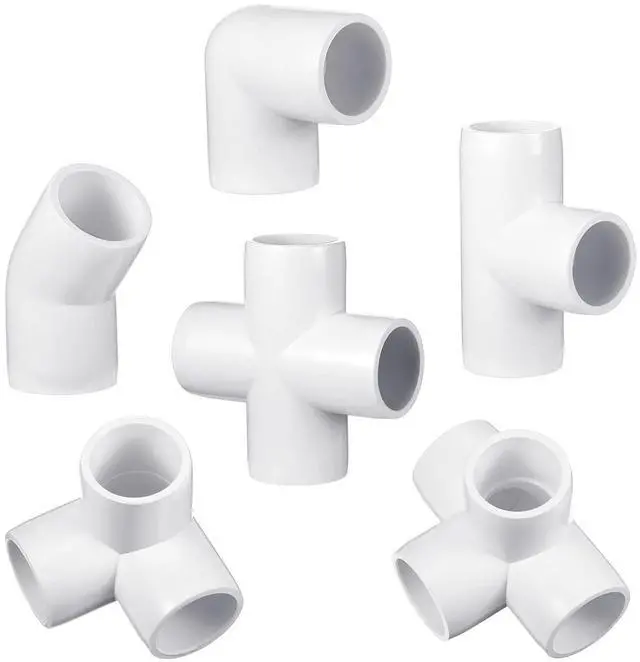 Main image of 42 Pieces PVC Pipe Fittings Elbow Set Tent Connection Tee Heavy Duty PVC Elbow Fittings for Greenhouse Shed Pipe, Furniture Build and More (1 Inch)