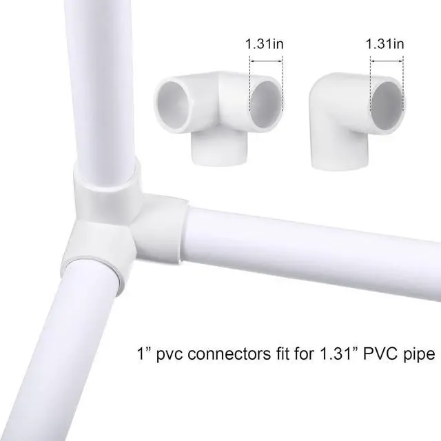 Alt view image 2 of 7 - 42 Pieces PVC Pipe Fittings Elbow Set Tent Connection Tee Heavy Duty PVC Elbow Fittings for Greenhouse Shed Pipe, Furniture Build and More (1 Inch)