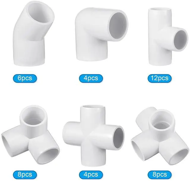 Alt view image 3 of 7 - 42 Pieces PVC Pipe Fittings Elbow Set Tent Connection Tee Heavy Duty PVC Elbow Fittings for Greenhouse Shed Pipe, Furniture Build and More (1 Inch)