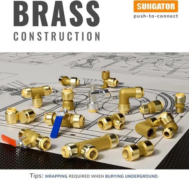 Alt view image 7 of 7 - 12-Pack PEX Elbow, 3/4-Inch Push Fit 90-Degree Plumbing Fitting Pipe Connector with Disconnect Clip, Push-to-Connect, Copper, CPVC, No Lead Brass